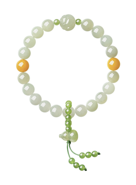 周大生和田玉手串女葫芦蝴蝶手链