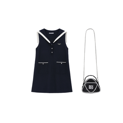 REVAN芮范设计师款网球风毛织小香连衣裙RL31103239