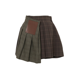 【秋冬新品】mikiosakabe拼接格纹特别奶乖短半侘寂日杂叠穿裙