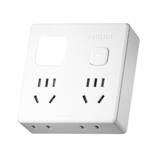 飞利浦86型转换插座插头/插座转换器/一转多插排扩展器家用夜灯款