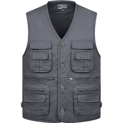 男士多口袋纯棉马甲爸爸春秋纽扣款系扣款背心款式大码爸爸坎肩