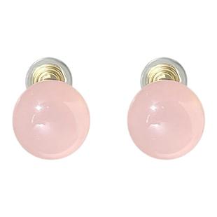 果冻粉色圆形珠子树脂无耳洞耳夹女高级感耳环新款耳钉蚊香盘耳饰