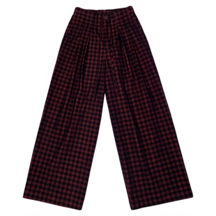 南北贝'格子裤'黑红拼接小众设计感休闲裤女百搭宽松长裤子