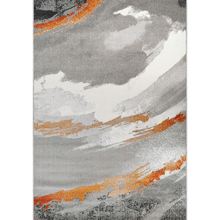 客厅地毯轻奢高级2024新款现代大厅橘色地垫橙色系沙发家用茶几毯