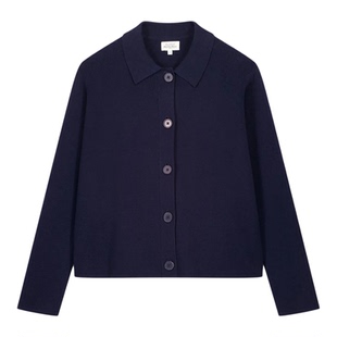 Hartford女士米兰诺针织衬衫直筒微廓版型明扣门襟提升造型细节感