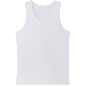 全棉时代男士背心5A级抗菌圆领打底背心短袖纯棉白T老头衫夏装