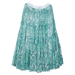 新疆舞蹈大摆半身裙民族风亮片刺绣裙子720度维族舞蹈裙2025新款