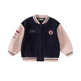 戴维贝拉儿童摇粒绒外套2026女童新款抗静电上衣中大童春装棒球服
