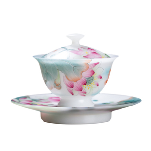 妙莲天香非遗传承人庄晓明《和瑞呈祥》三才盖碗高档陶瓷茶具茶碗