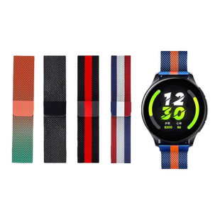 适用真我WATCH磁吸表带 realmeT1智能手表运动腕带 Realme t1米兰尼斯精钢表链20mm男款 防水防汗不掉色替换