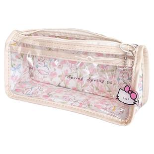 郁金香小猫透明笔袋ins风双层大容量高颜值2025新款文具盒可爱女孩款铅笔盒小众初中生简约女童小学生文具袋