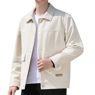 罗蒙灯芯绒夹克外套男潮牌条纹短款潮流男装翻领上衣高级感春秋款