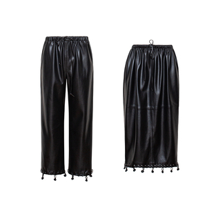 TOP家 时髦单品 法式超柔软高质耐磨蛋白皮吊坠九分裤/花苞半身裙