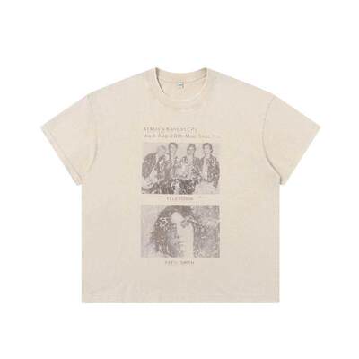 TGNS做旧乐队人像印花宽松t恤