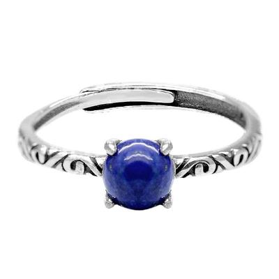 925纯银青金石戒指女复古虎睛石