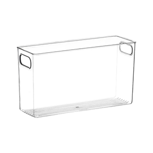 加大长款40公分透明盒子窄长条方形收纳盒宽15cm装水不漏抽屉整理