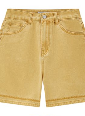 Giordano牛仔裤短裤绣线中腰