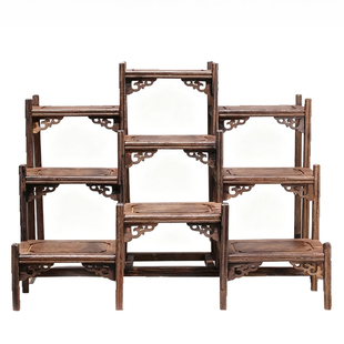新款九连台博古架置物架子新中式小型客厅装饰品鸡翅木多宝阁实木