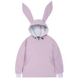 DOOREK可爱风黄色兔耳男女滑雪防水卫衣加绒帽衫单板韩版保暖防风