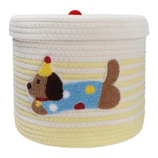 馨帮帮杂货铺家用收纳桶防尘带盖杂物储物篮大容量卡通编织收纳筐