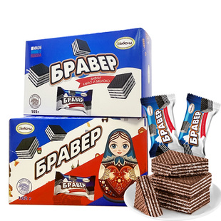 俄罗斯进口威化饼干阿孔特牌原装冰淇淋菲利莫小吃零食品盒装102g