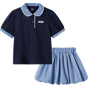 【商场同款】巴拉巴拉女童短袖裙子套装中大童polo衫夏季童装短裙