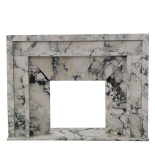 石雕壁炉法式美式大理石壁炉大花白石材壁炉装饰柜宝格丽白壁炉架