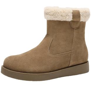 百丽厚底雪地靴女冬季新款加绒保暖毛毛短靴棉鞋子D4Q1DDD4