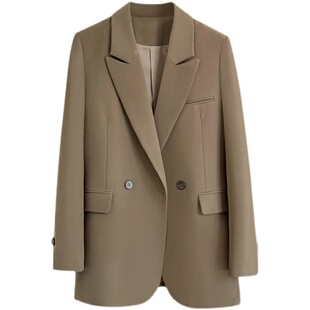 大码胖MM西装外套女春秋冬新款英伦风气质休闲宽松中长款西服上衣