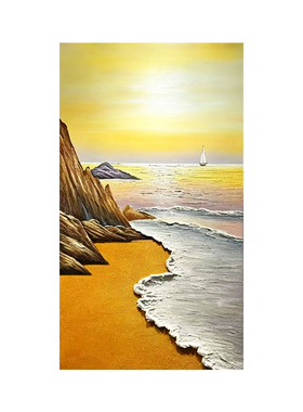 可班纯手绘油画海景风景装饰画