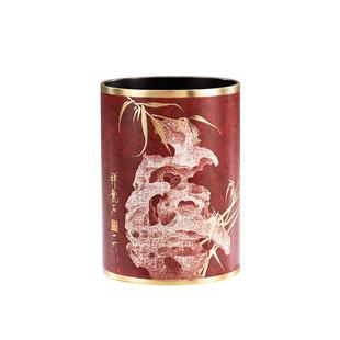 朱炳仁铜 祥龙笔筒文房书桌礼物创意办公笔桶桌面文具