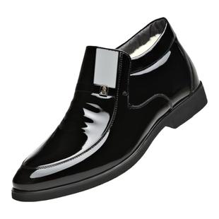 老人头男鞋商务正装高帮皮鞋男真皮羊毛冬季保暖加绒皮毛一体棉鞋