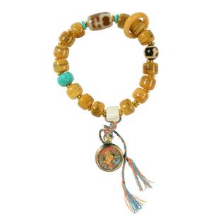 藏村男女通用款小唐卡吊坠牛骨手串藏式民族风特色桶珠手链佩饰