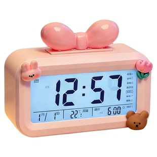 智能语音播报闹钟学生用迷你便携桌面时钟超长续航可爱女生儿童