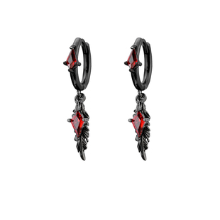 超酷原创设计羽毛锆石小耳环小众高级简约耳饰冷淡耳扣个性男女