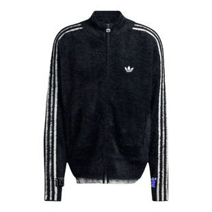 阿迪达斯三叶草男子冬季新款仿海马毛宽松运动休闲立领外套KR5145