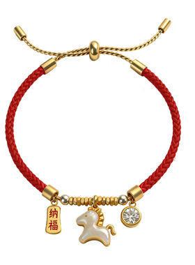 和田玉生肖小马红绳手链女本命年红色纳福编织闺蜜姐妹手饰品手串