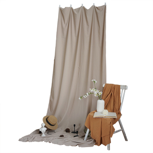 日式亚麻色纯橘棉麻桌布甜品台结婚礼氛围感装饰布置摆摊展台背景