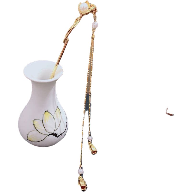 古风汉服簪子盘发珍珠发簪日常百发饰