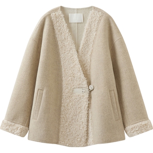 【100%羊毛】播短款宽松毛呢外套女冬季通勤上衣DDS4AD5131