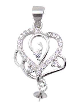 女款S925纯银玉石镶嵌托吊坠空托