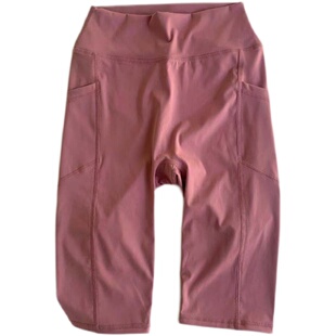 女夏季薄款口袋五分瑜伽健身高腰弹力裤速干打底紧身短裤骑行裤