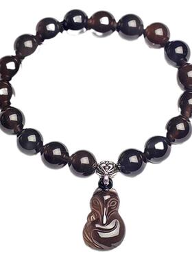 碧雅冰种黑曜石狐狸手链