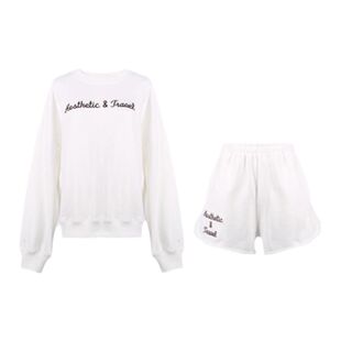 Deessesicile常青挚爱款宽松显瘦刺绣字母长袖卫衣短裤休闲套装女
