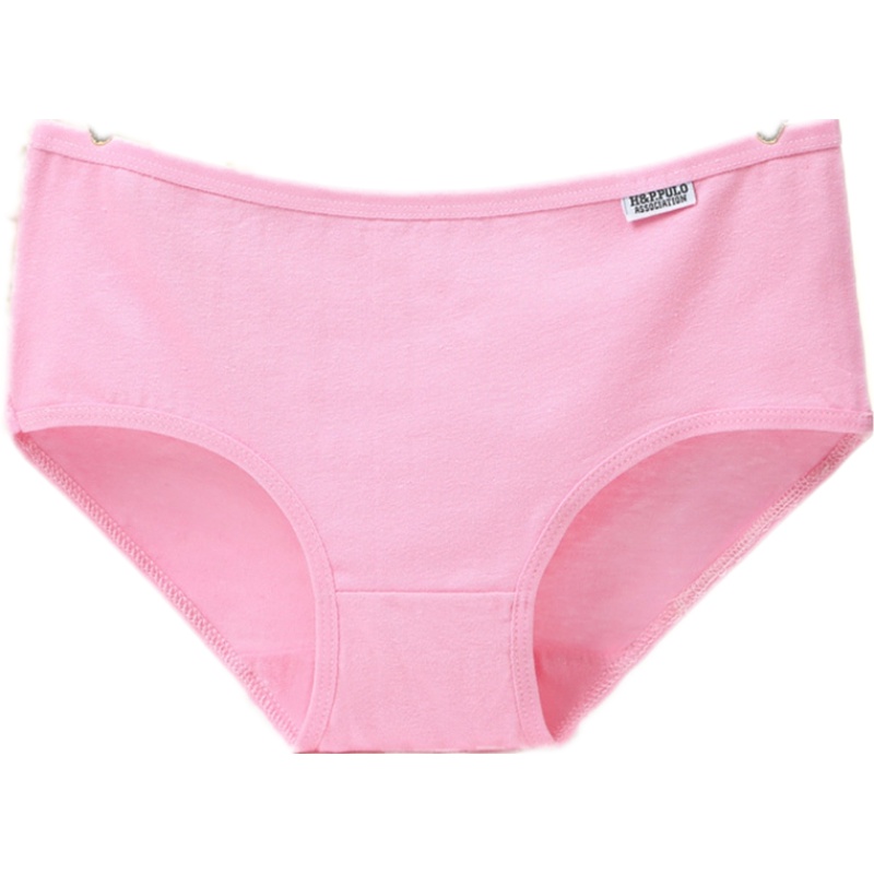 女士内裤女糖果纯色大码中低腰少女学生纯棉全棉质面料三角裤