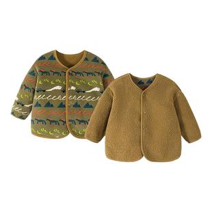 迷你巴拉巴拉男女童双面绒外套秋冬加厚保暖儿童宝宝双面可穿上衣