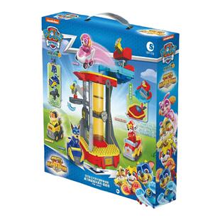 正版汪汪队威力狗救援总部塔积木套装狗狗公仔回力车儿童益智玩具