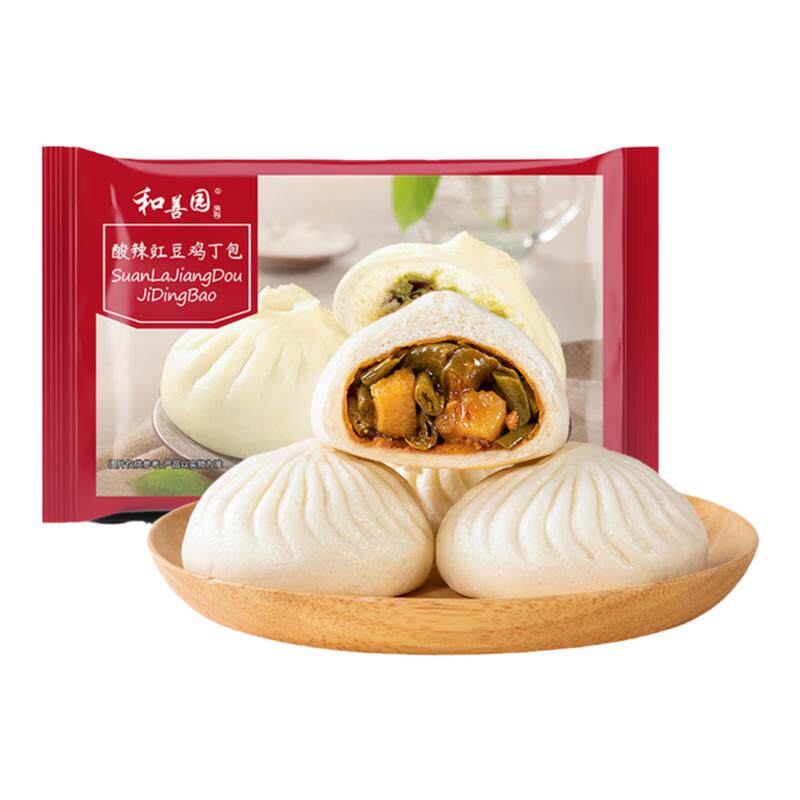 和善园酸辣豇豆鸡丁包480g袋装早饭面食速冻半成品早点包子早餐