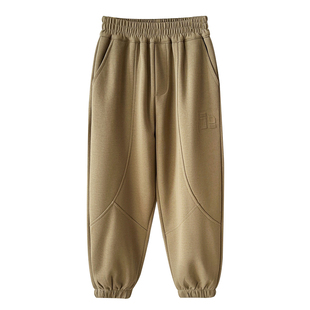 男童加绒裤子一体绒秋冬装中大童男孩运动裤儿童保暖小学生卫裤厚