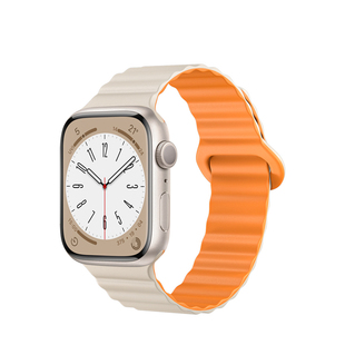 适用苹果S10手表iwatch表带S9磁吸S8硅胶applewatch7高级ultra创意6双色SE男女透气运动智能45MM41新款watchs